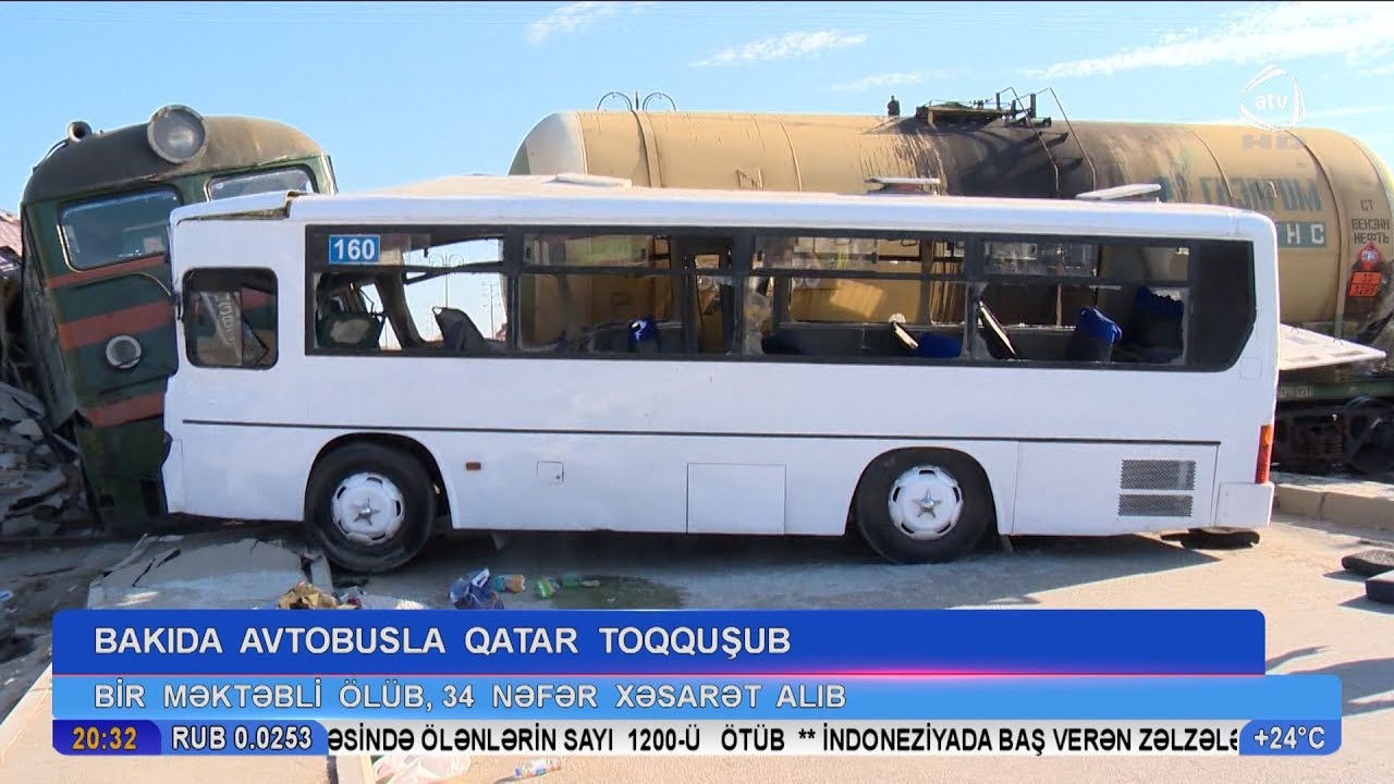 Bakıda Avtobusla Qatar Toqquşub
