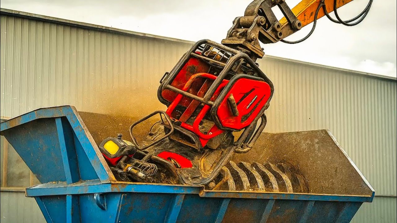 Giant Metal Shredder Destroying Motorcycle, Vehicle ! Extreme Metal Shredding Machine