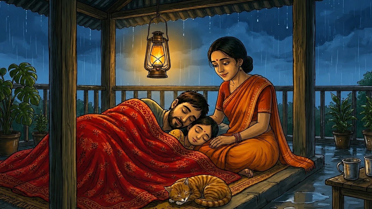 Indian 90s rain strom and Rooftop sleeping🌉🙏🌌#ghiblistyle#ViralGhibliHubx67