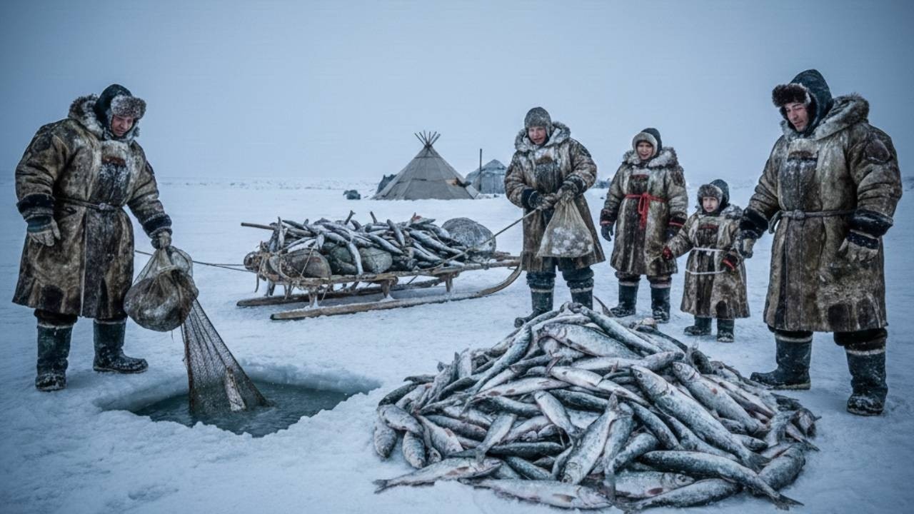 2000kg Fish Harvest - How Ancient Yakutians Survive the Arctic Blizzard