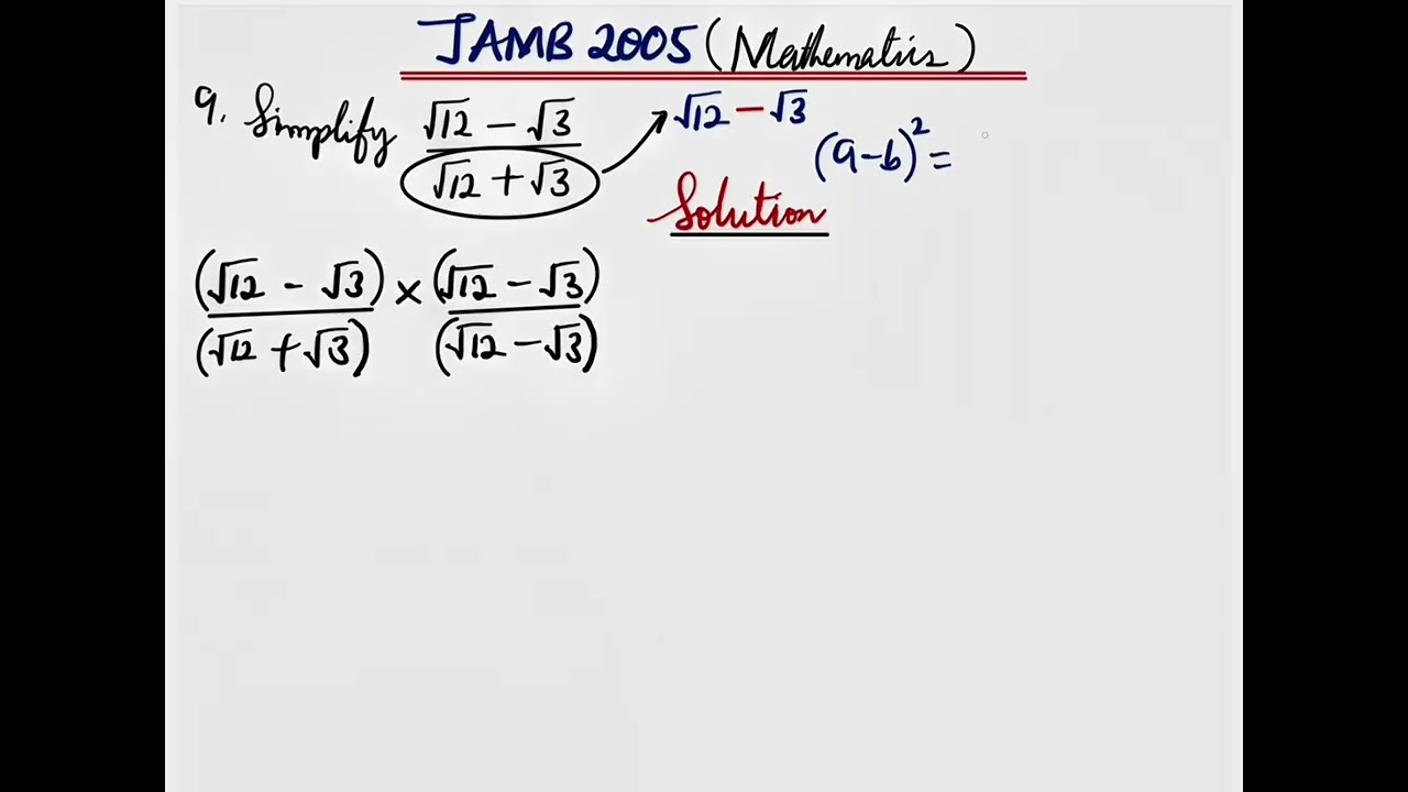 Question 9 | JAMB 2005 | Mathematics