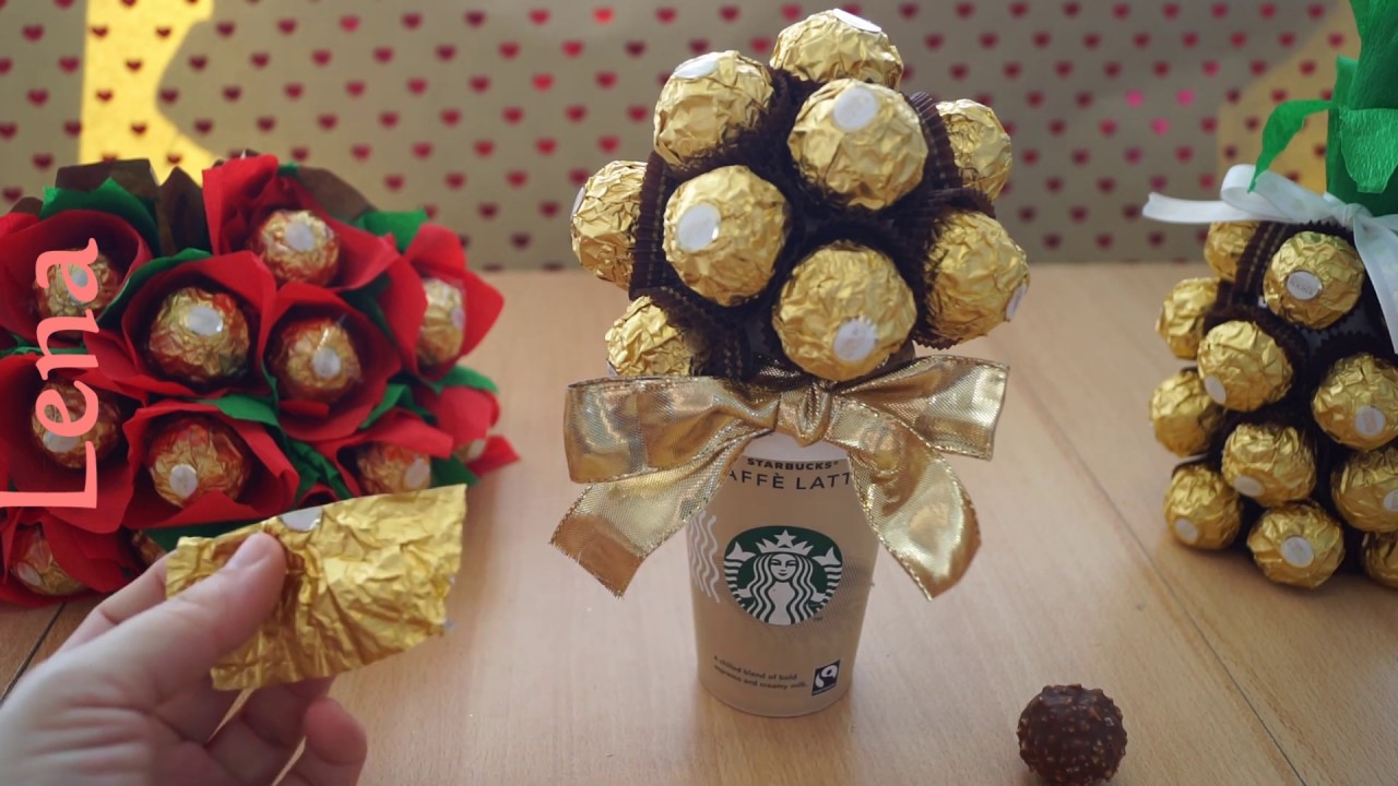 Starbucks Ferrero Rocher DIY 🌳 Geschenk Idee - Gift Idea 🌳 DIY из конфет ферреро роше
