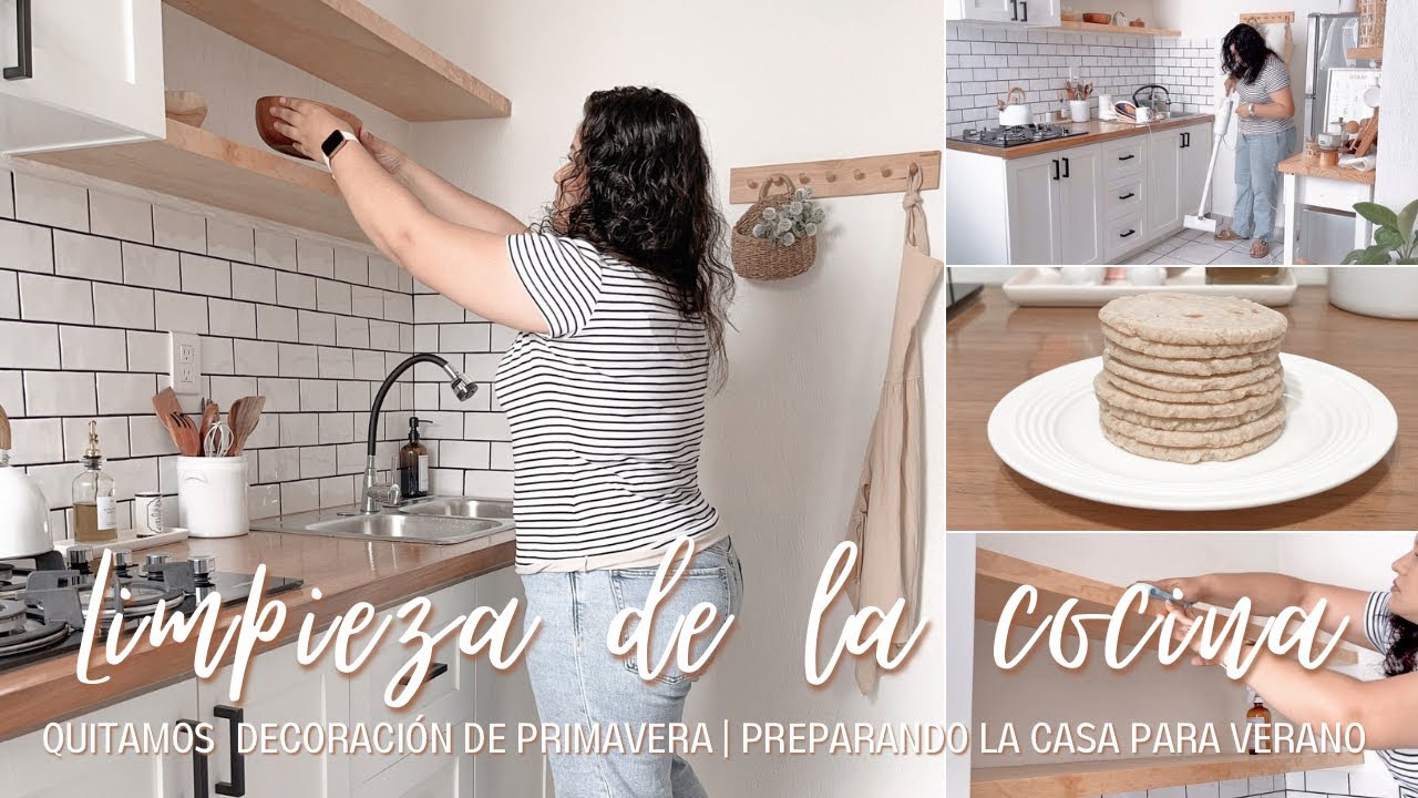 ✅ LIMPIEZA COCINA PEQUEÑA | QUITANDO DECORACIÓN PRIMAVERA 🌸| RUTINA DE LIMPIEZA | CASA INFONAVIT