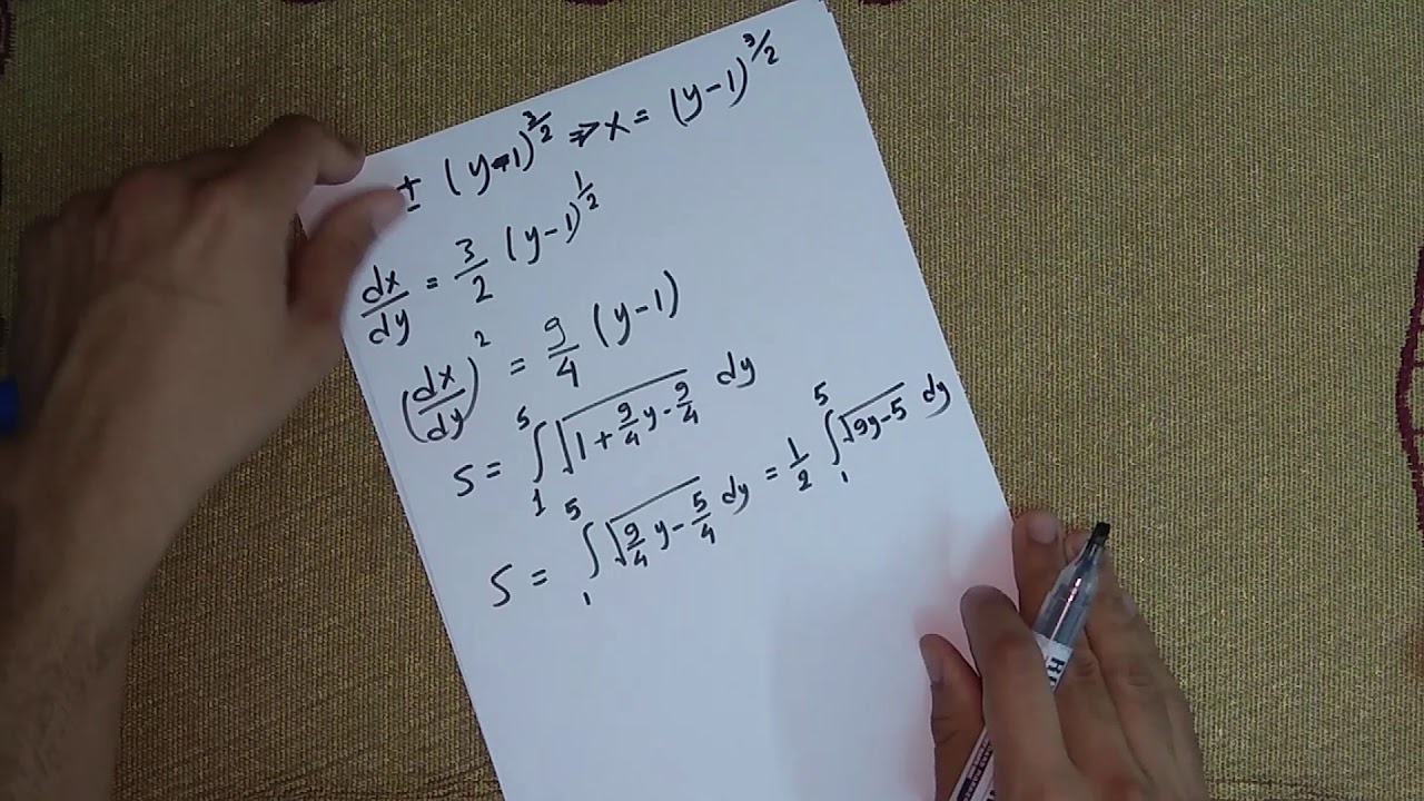 أمثلة محلولة على ايجاد طول المنحنى