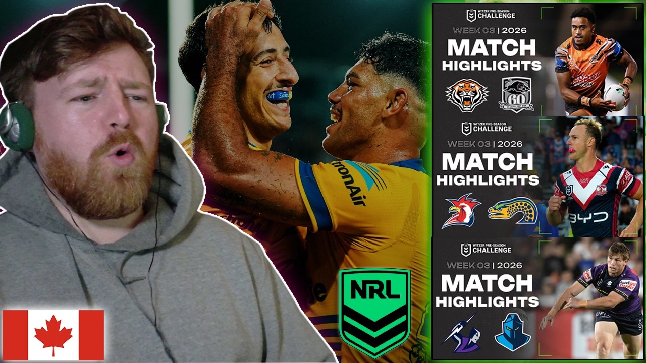 (North) American Reacts: NRL 2026 Pre-season -- Tigers v Panthers | Roosters v Eels | Storm v Titans