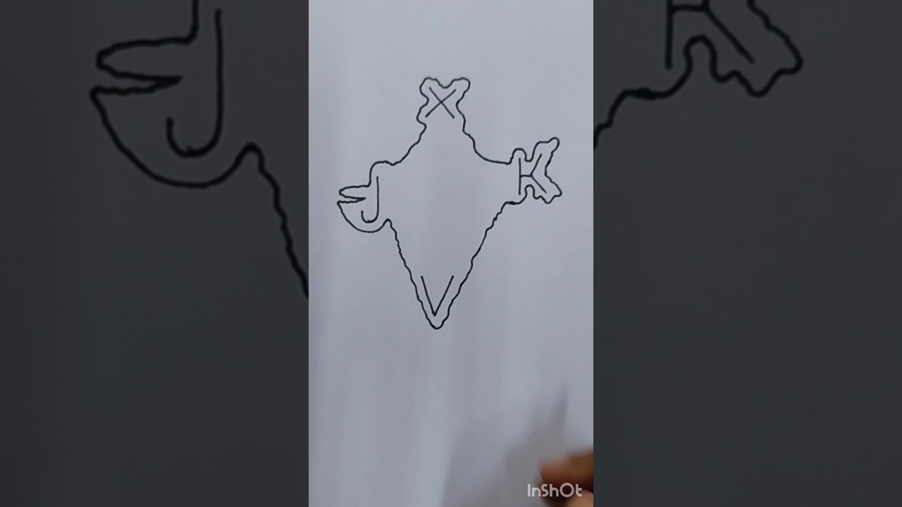 How to draw Indian map from Letters JKVX #art #drawing #trending #viralvideo #viral #shorts