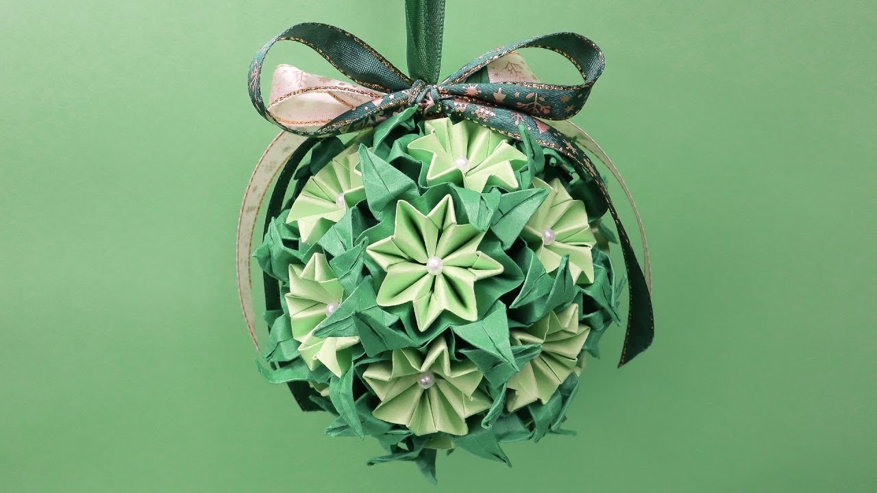 【折り紙くす玉】紙で作るフラワーボール折り紙｜花飾り｜誰でもできる｜how to make flowerball｜ayawang-paper