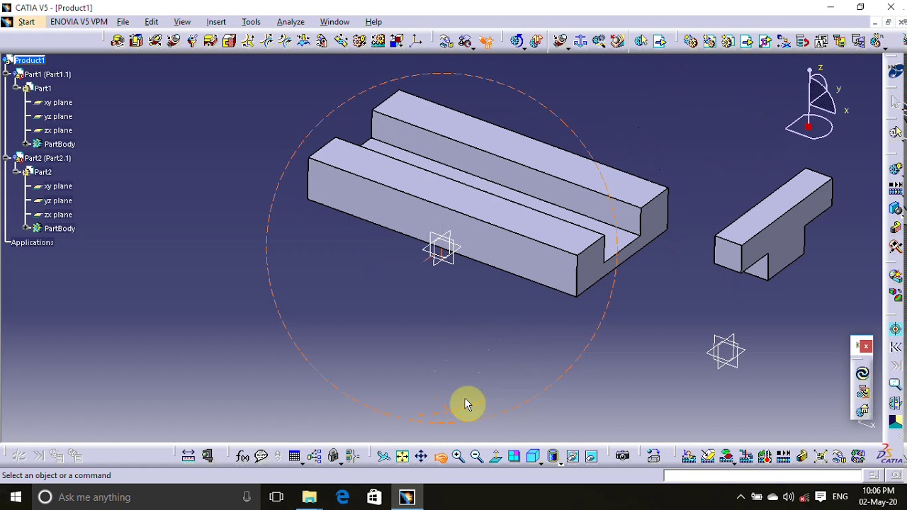 Catia V5 / DMU Kinematics - Prismatic joint Simulation