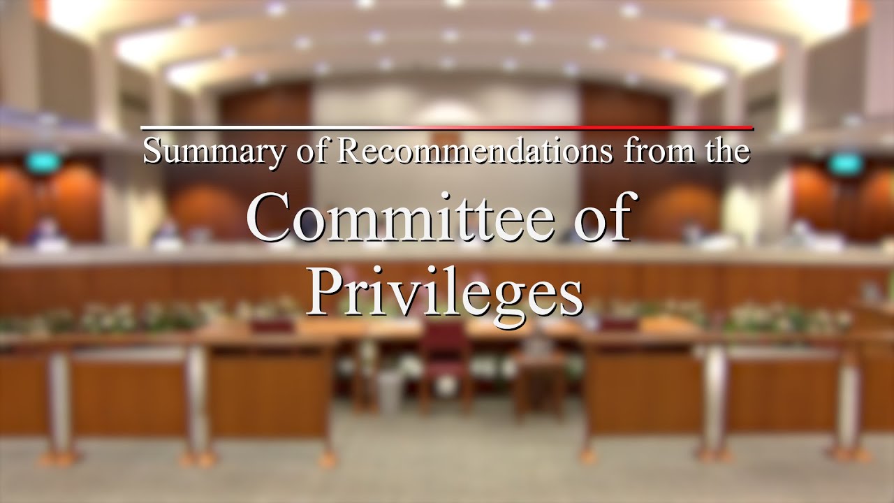 Summary of Recommendations from the Committee of Privileges (Complaint against Ms Raeesah Khan)