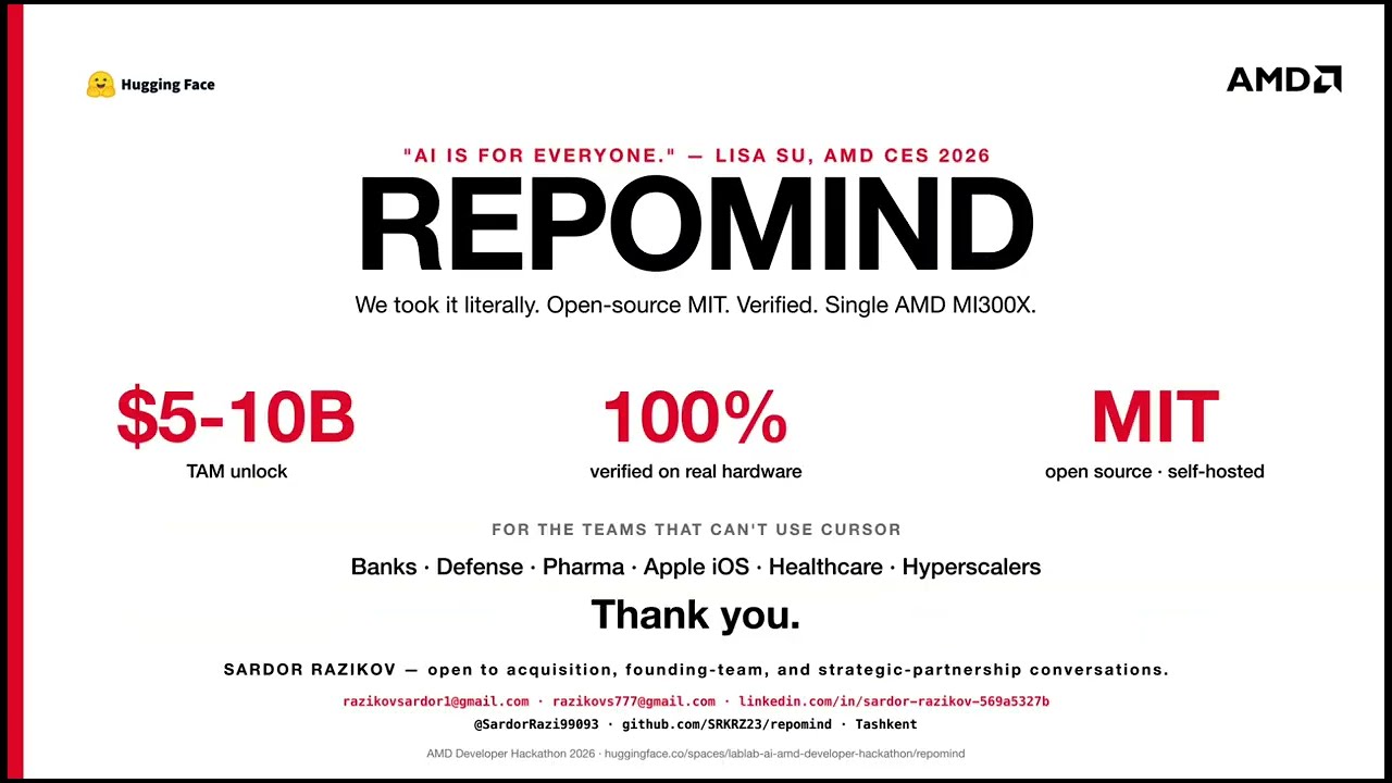 REPOMIND: 256K-context coding agent on a single AMD MI300X (open source, MIT)
