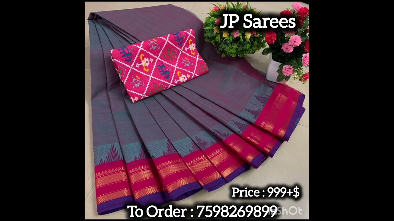 PREMIUM PURE COTTON SAREES WITH KALAMKARI BLOUSE 🥰