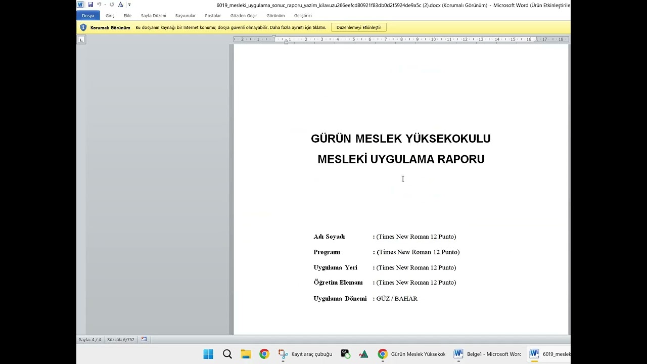 İşletmede Mesleki Eğitim Dosya Hazırlama