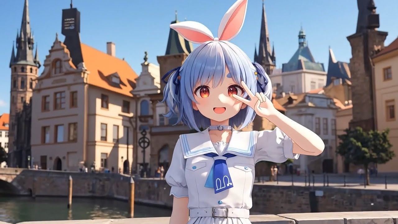 【Veo 3 AI動画／音響効果あり】フォトリアルな世界×兎田ぺこら 欧州の街並み | ホロライブ / AIアニメーションコレクション