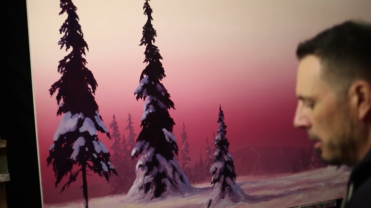 How to paint in oils - Techniques - How I paint heavy snow on pine trees in oil. Artist Tim Gagnon.