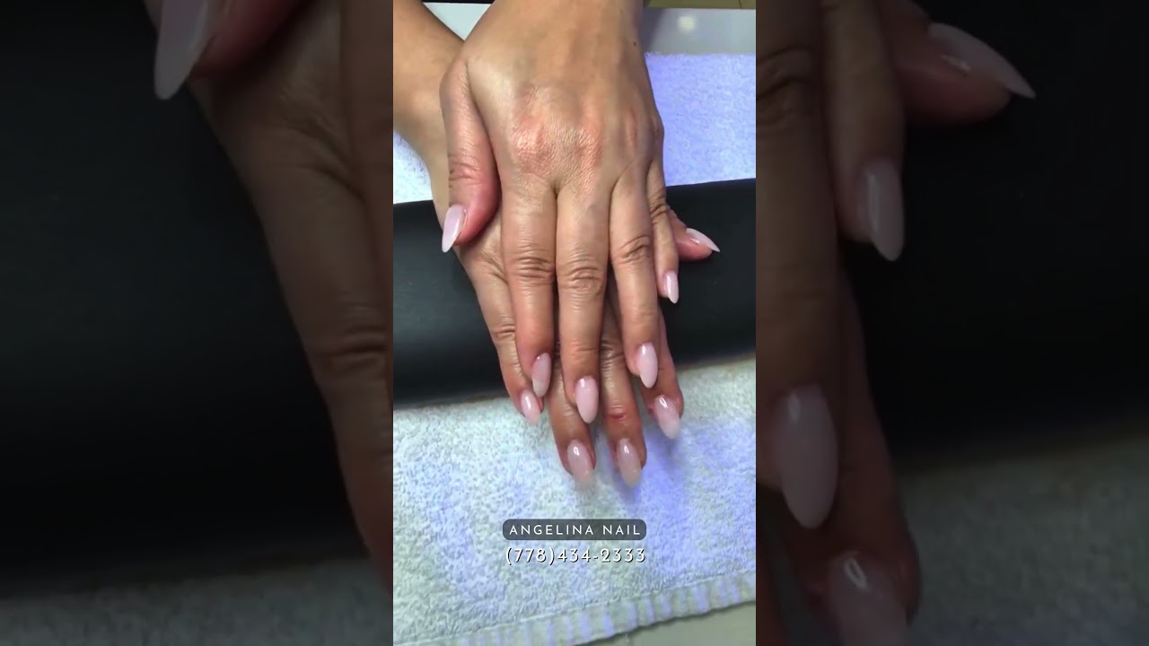 Elegant Sheer Nude Oval Nails | Angelina Nail Salon, Tsawwassen, Delta