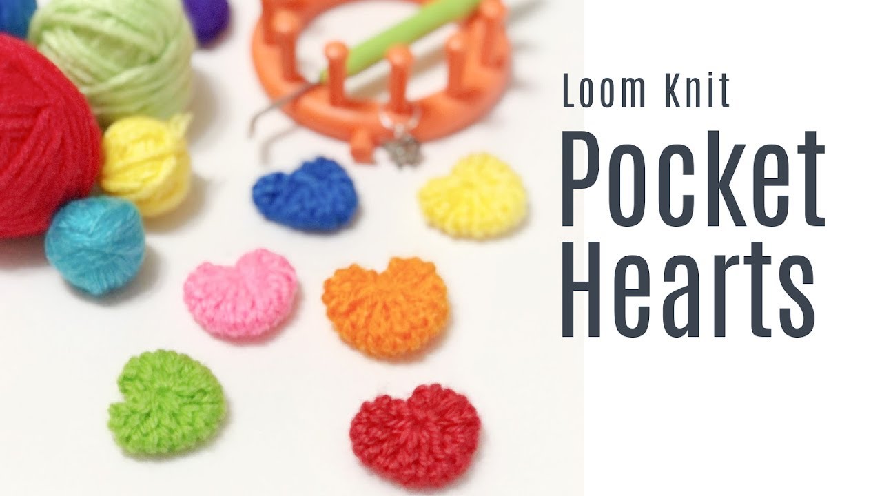 Вязаные мини-сердечки-обнимашки с сердечками на ткацком станке Loom Knit, изготовленные на кругло...