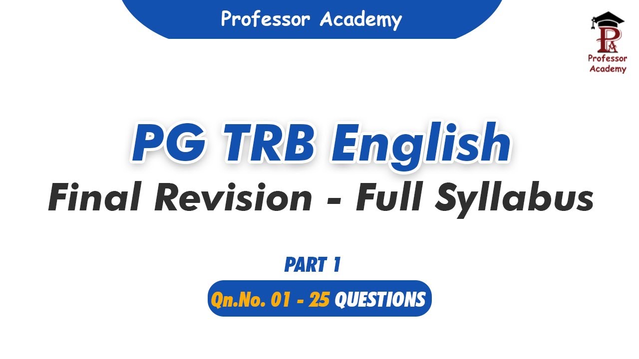 PG TRB English | Revision Test: All 10 Units | Part 1