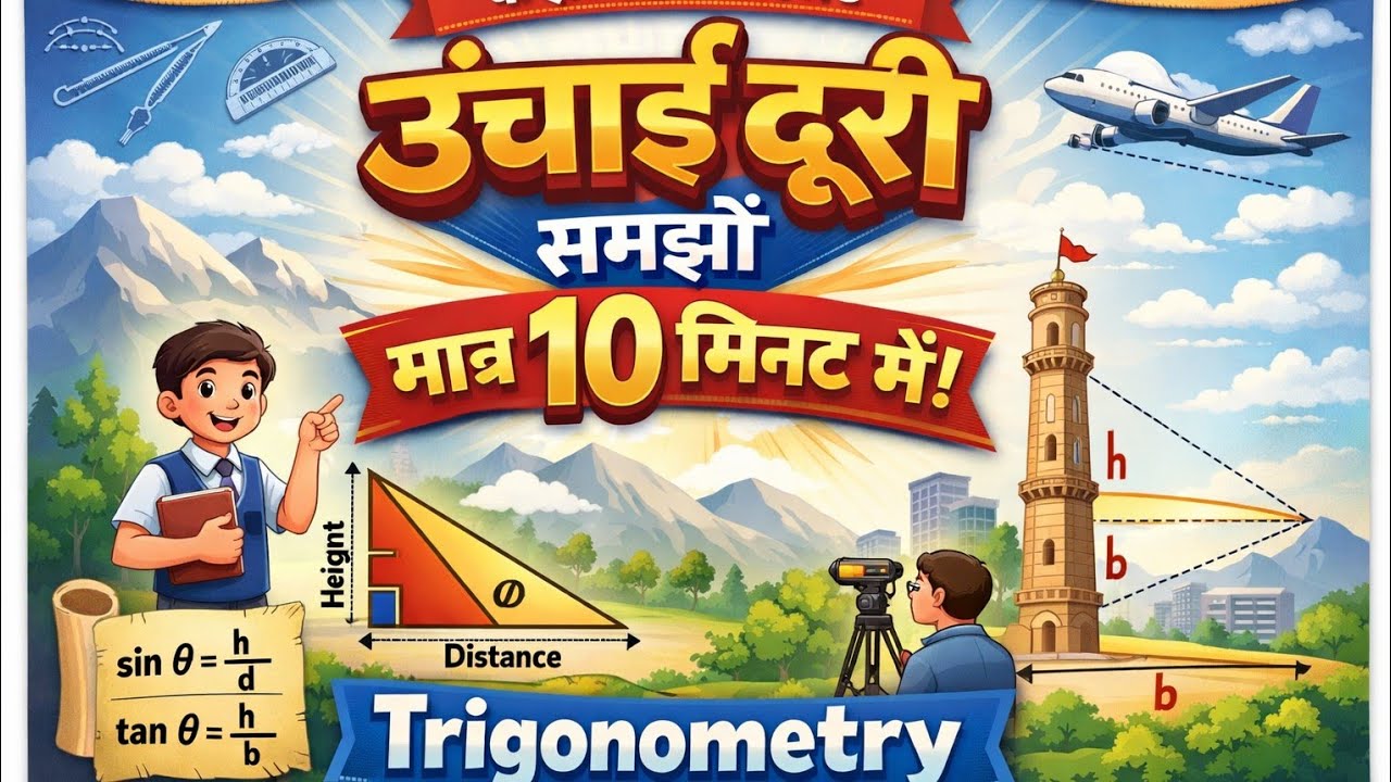 ऊंचाई दूरी कक्षा 10 || Height and Distance class 10th 