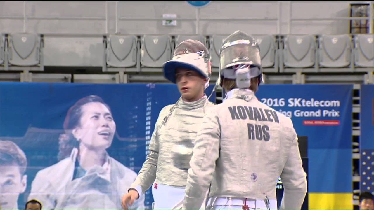 FE M S Individual Seoul GP 2016 Semifinal 02 podium DERSHWITZ USA vs KOVALEV RUS