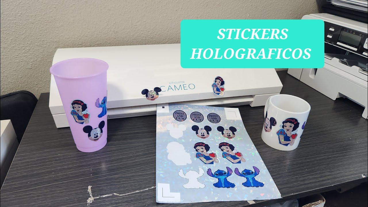 Como hacer STICKER Holograficos paso a paso, Print and Cut Sticker