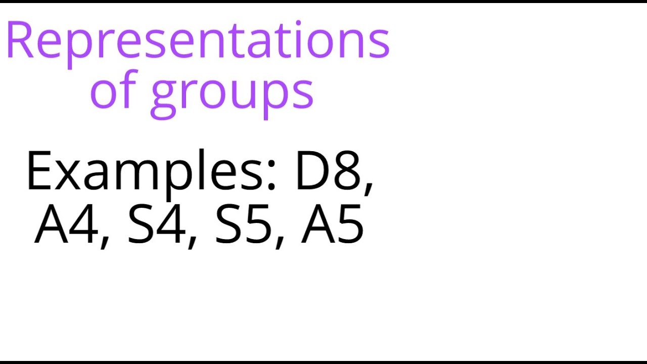 Representation theory: Examples D8, A4, S4, S5, A5