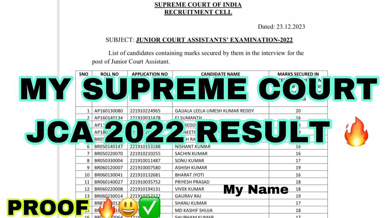 MY SUPREME COURT JCA RESULT 2022 PROOF 🔥😃 | SCI JCA 2022 RESULT | SCI JCA 2022 SCORECARD |