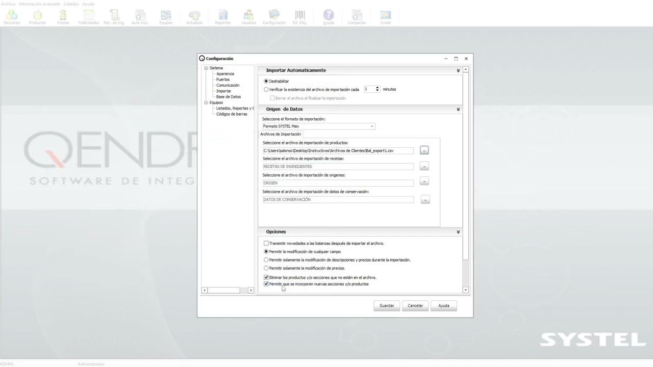 Importación de archivo CSV de productos con Qendra