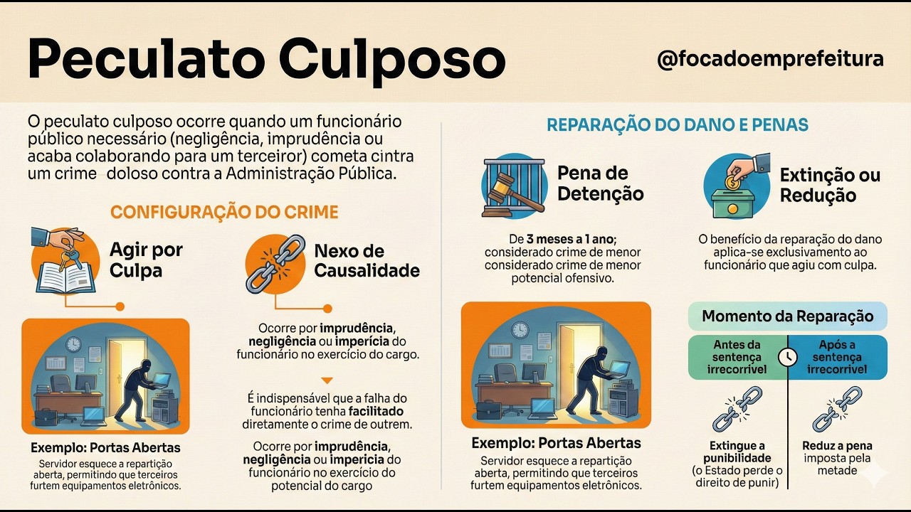 Peculato Culposo  Elementos, Pena e Reparação do Dano