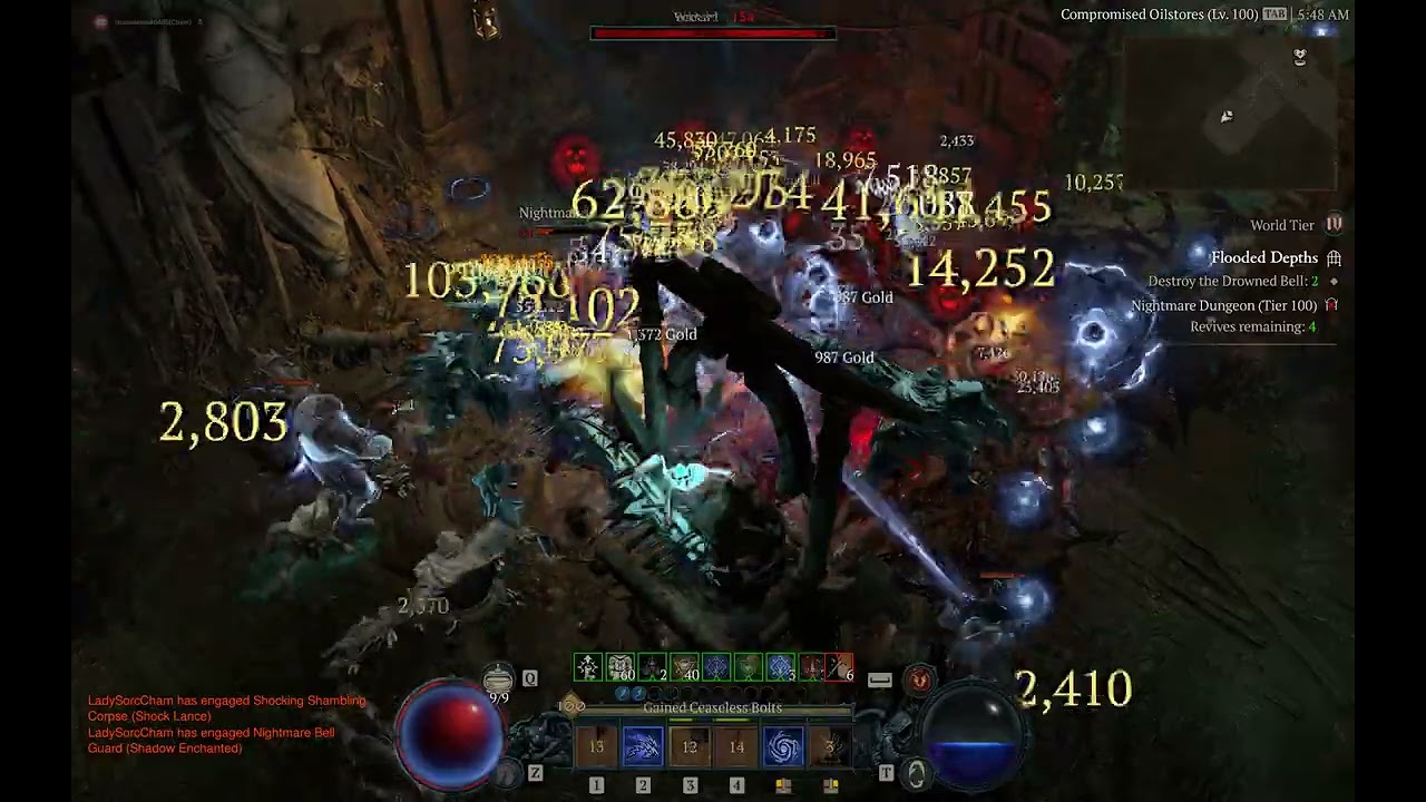 Diablo 4 Season 2 - Chamelenia Solo Tier100 Flooded Depths (Sorc) 1Dec23