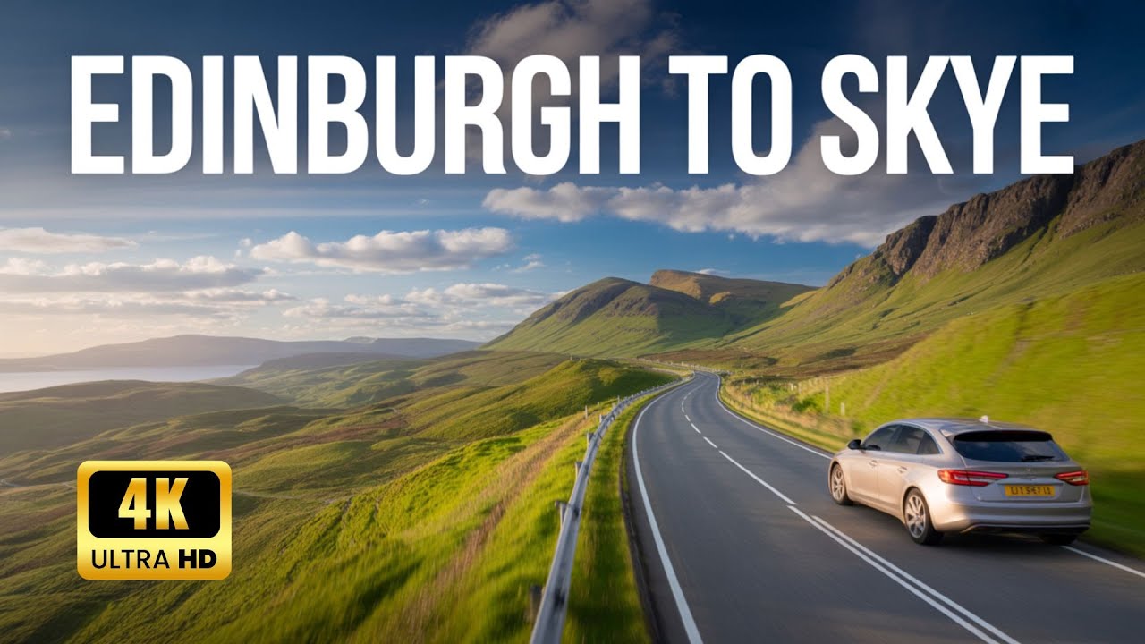 Drive from Edinburgh to Isle of Skye (Portree) - Scenic Drive(4K) - 3 Hours (2X Speed)