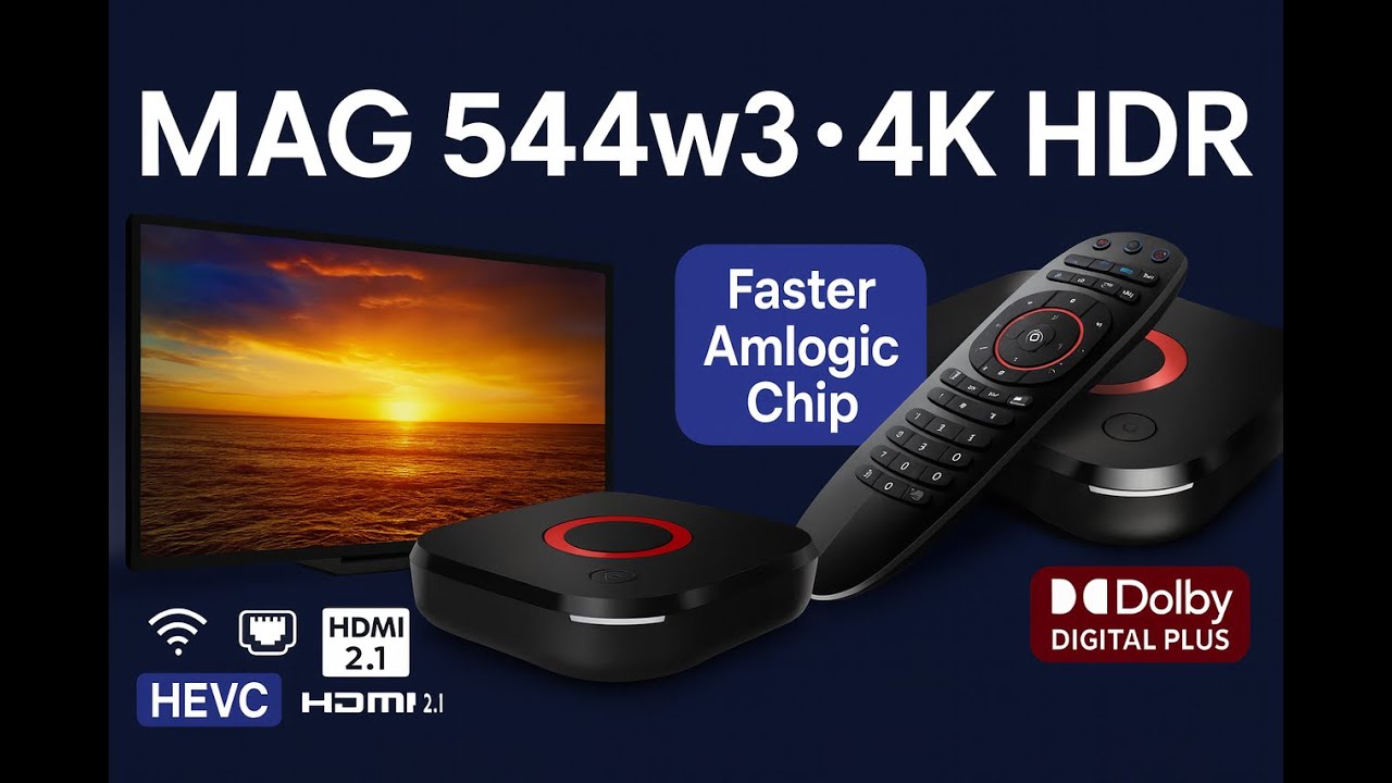 MAG 544w3 4K HDR Streaming Box — Faster Amlogic Chip, Wi-Fi + Ethernet, HEVC & Dolby Audio