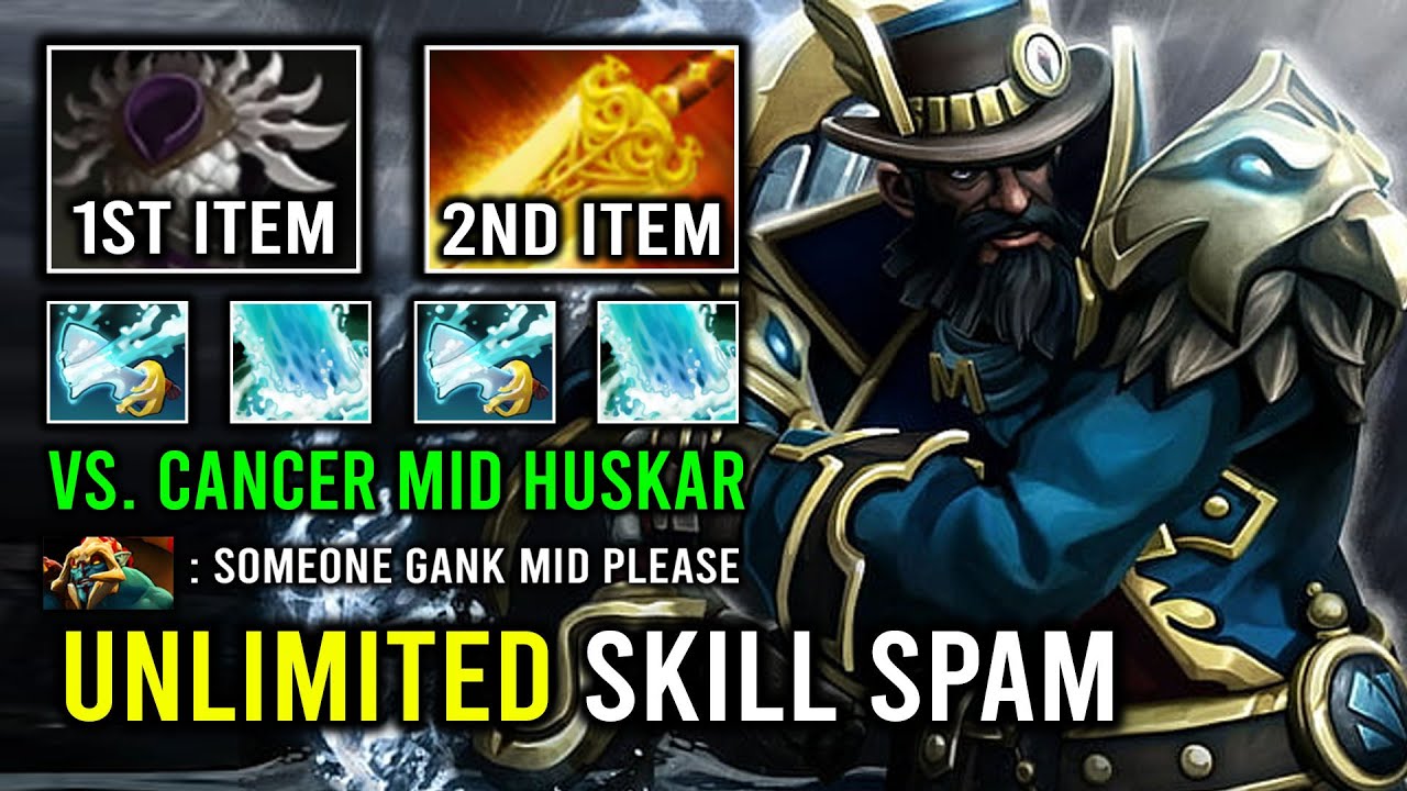 LEVEL 30 Kunkka Spammer Solo Mid Against Huskar with Unlimited Skill Spam 7.33e Dota 2