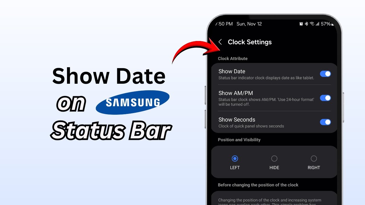 How To Show Date on Samsung Galaxy Status Bar (2026) | Display Date Easily