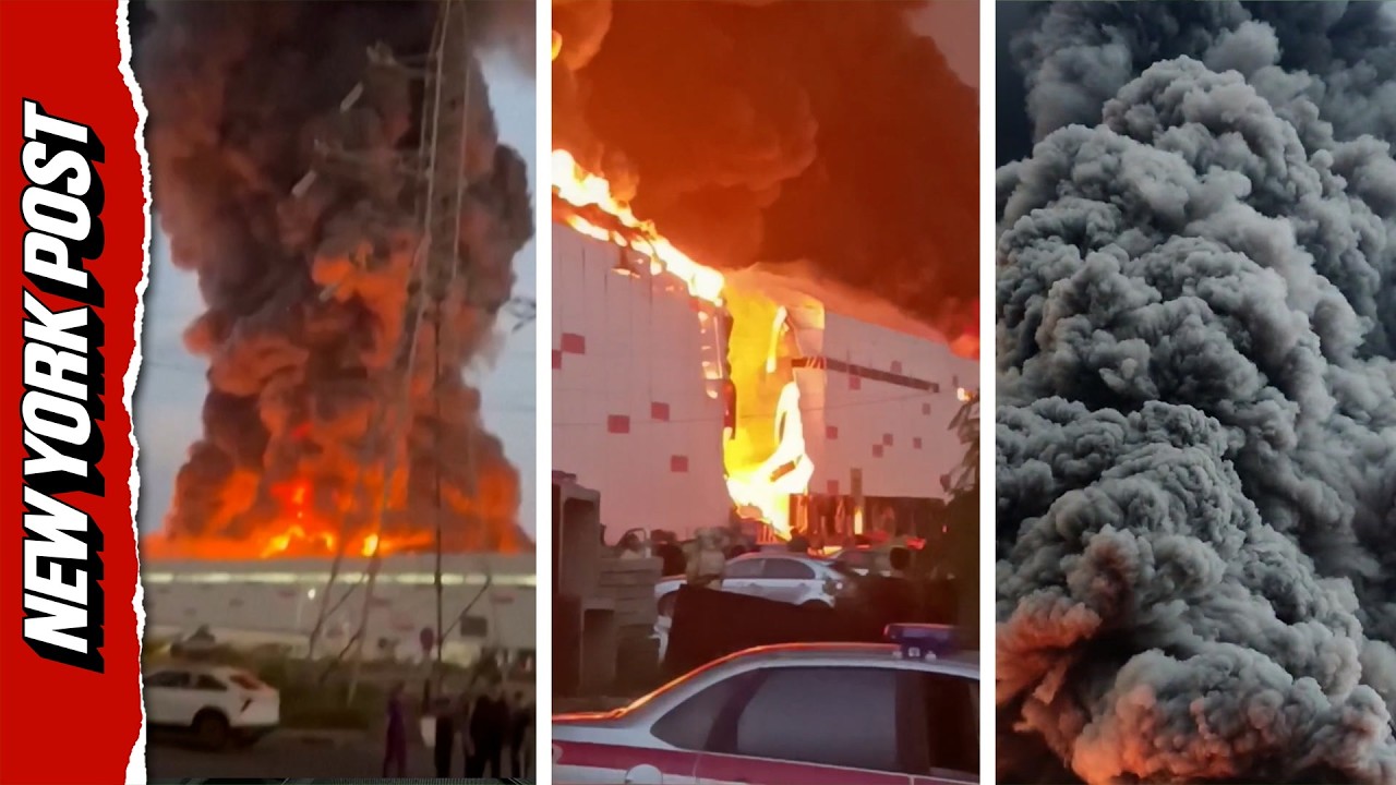 Ukrainian Drones Set 'Russia's Amazon' Warehouse Ablaze in Dramatic Video