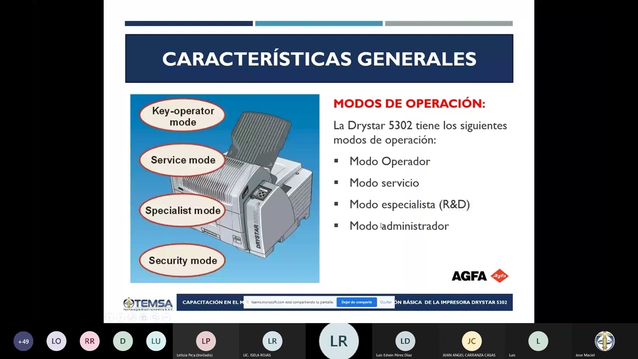 CURSO DE MANEJO, OPERACIÓN FUNCIONAL Y CONSERVACIÓN DE LA IMPRESORA DRYSTAR 5302