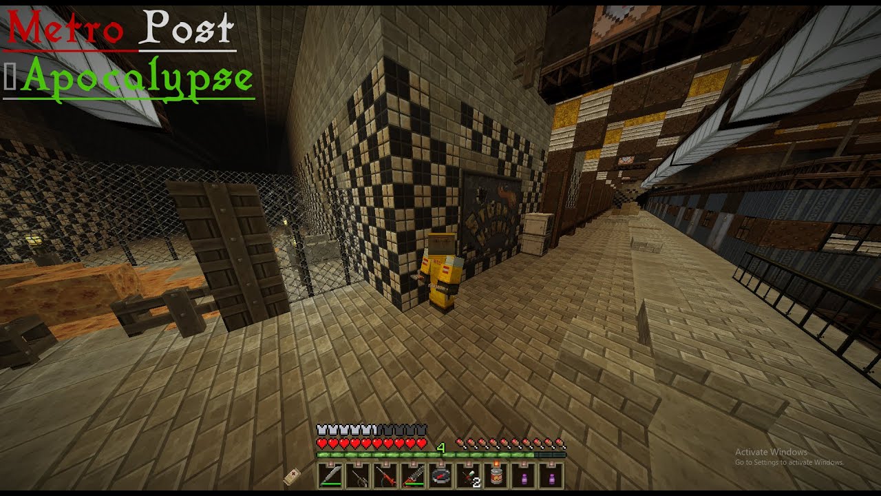 Minecraft Custom Map Metro Post-Apocalypse Part 3 Swam Through BlackTunnel Station To Central Stat