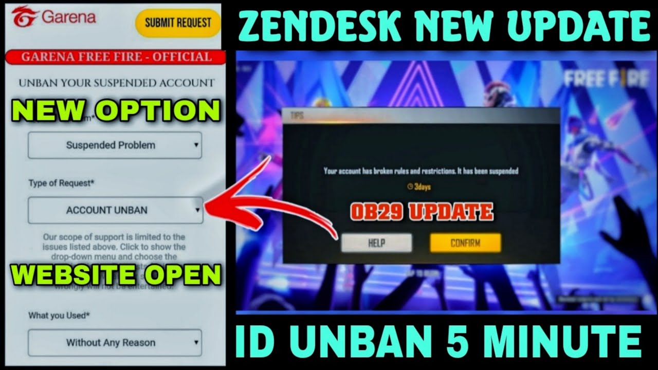 Recover Suspended Free Fire Account OB29 Update | Zendesk Website | FF Suspended Account Unban 2021