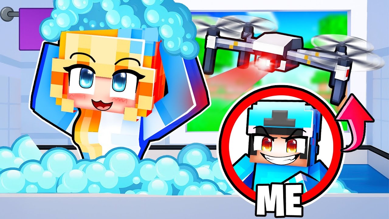 Using a Drone to Spy on My Crush In Minecraft!