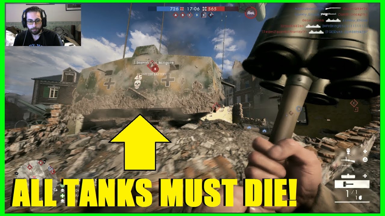 Battlefield 1 - CRAZY VIEWER CHALLENGE! $5 TIP FOR EVERY TANK DESTROYED! BF1 W CUDI