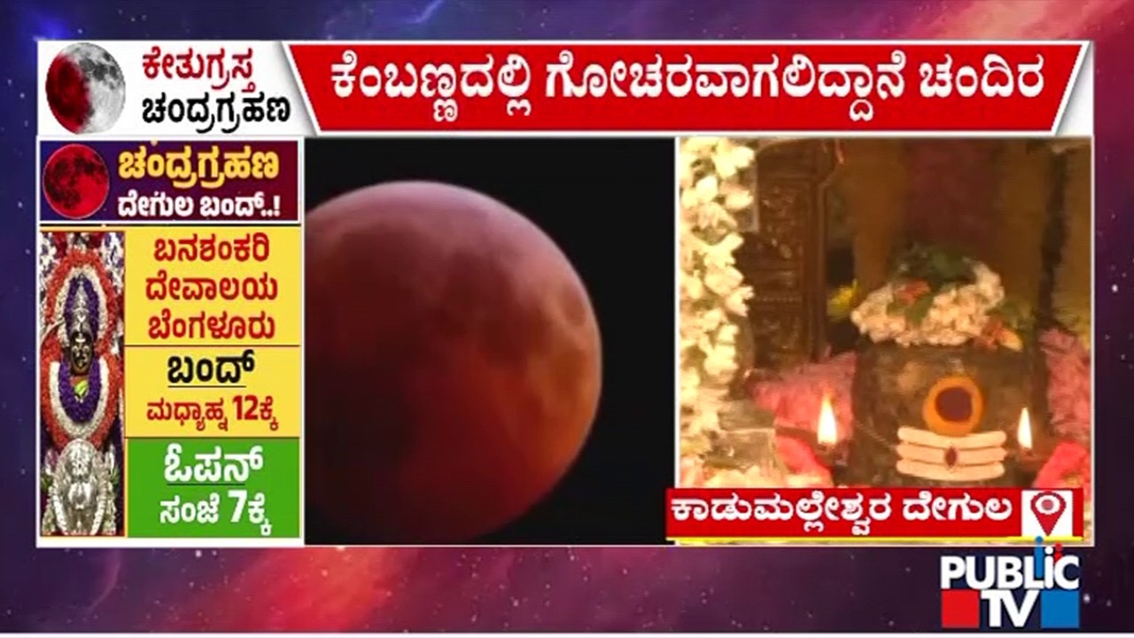 ಬೆಂಗಳೂರಿನ ಕಾಡುಮಲ್ಲೇಶ್ವರ ದೇಗುಲದಲ್ಲಿ ಗ್ರಹಣ ಪೂಜೆ | Kadu Malleshwara | Chandra Grahana