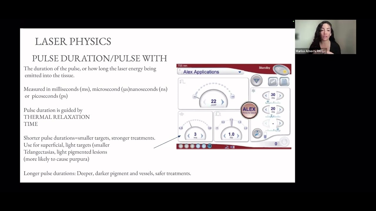 Virtual Laser Training-Explaining pulse duration, spot size and hertz.