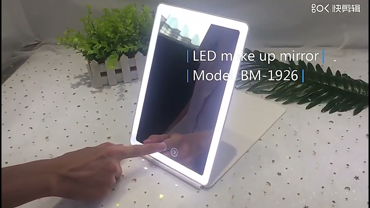 1926Folding Led Travel Vanity Mirror Smart Touch Control 3 Colors Light Modes Portable Makeup Mirror