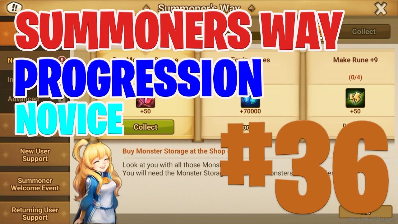 Summoners Way Progression Novice 36 Buy Monster Storage at the shop