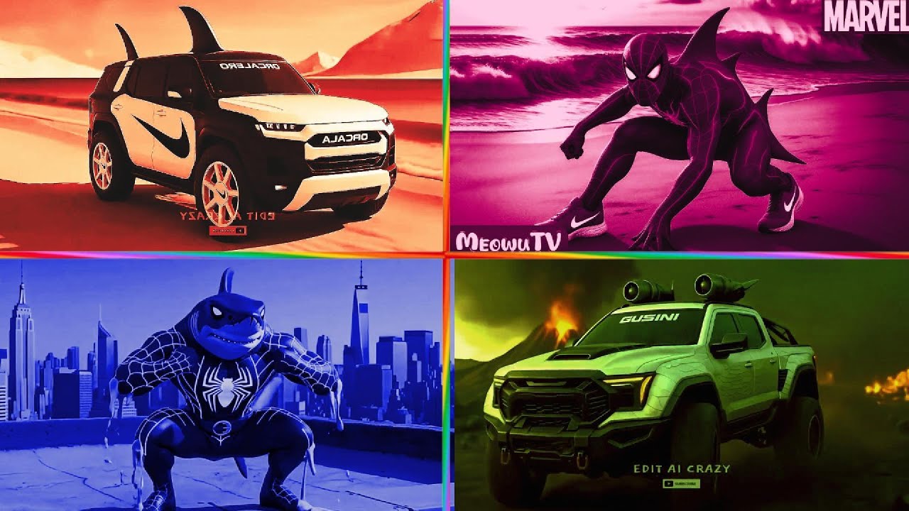 ORCA SUV 🦈🆚 SPIDER MAN 🕷🆚 SPIDER ORCA 💙🆚 GREEN MONSTER TRUCK 💚CRAZY BRAINROT | Tiles Hop EDM