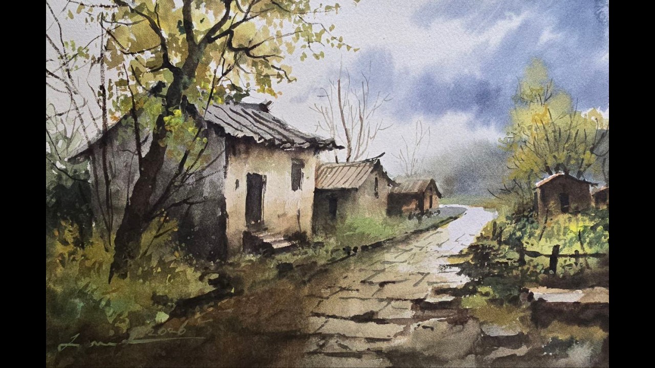 How to Paint a Moody Village Landscape in Watercolor