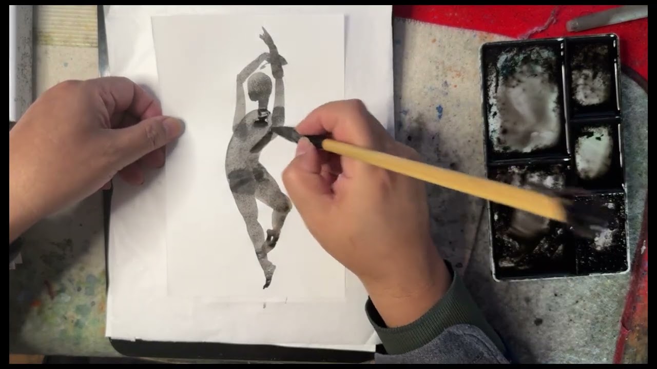 水墨动态人物速写 Dynamic figure sketch by ink  #drawing #portrait  #sketch  #artwork  #ink #figure 26.01.15