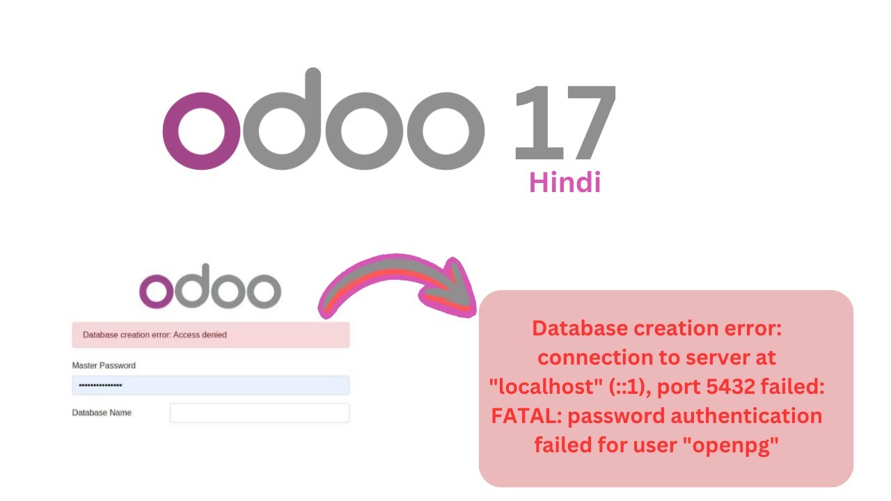Database creation error | password authentication failed for user 