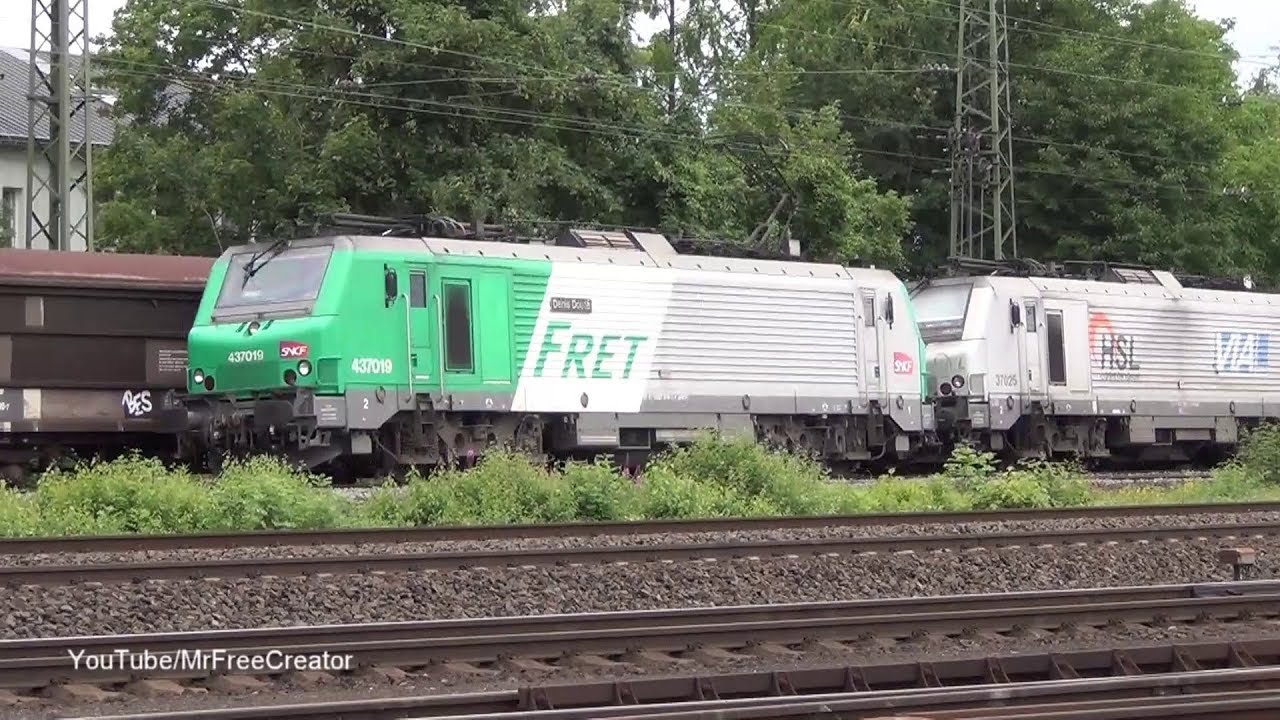 Lange Güterzüge mit Alstom Prima EL3U Doppeltraktion SNCF 437019  und HSL 37025