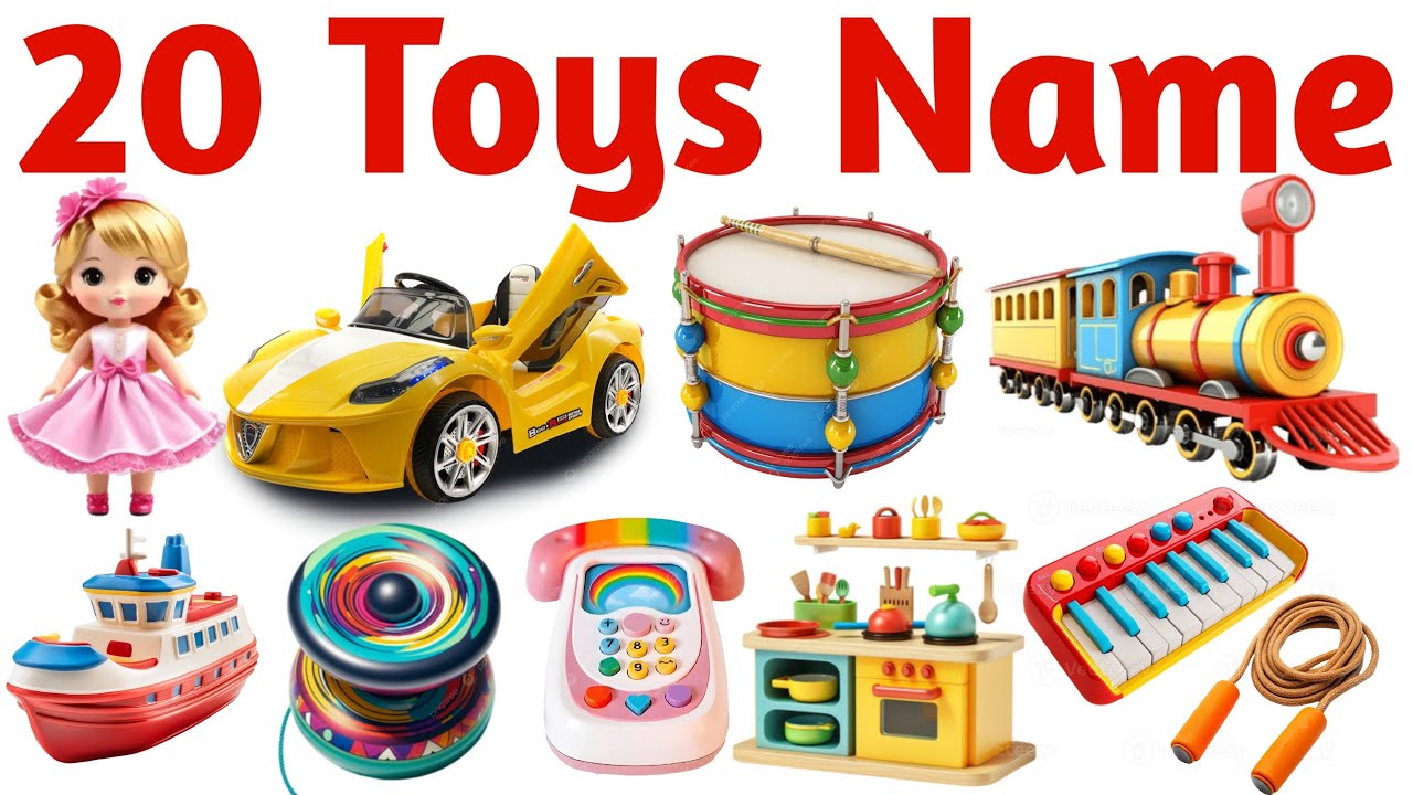 20 खिलौनों के नाम | Learn 20 Toys Names in English with Pictures and Pronunciation for Kids