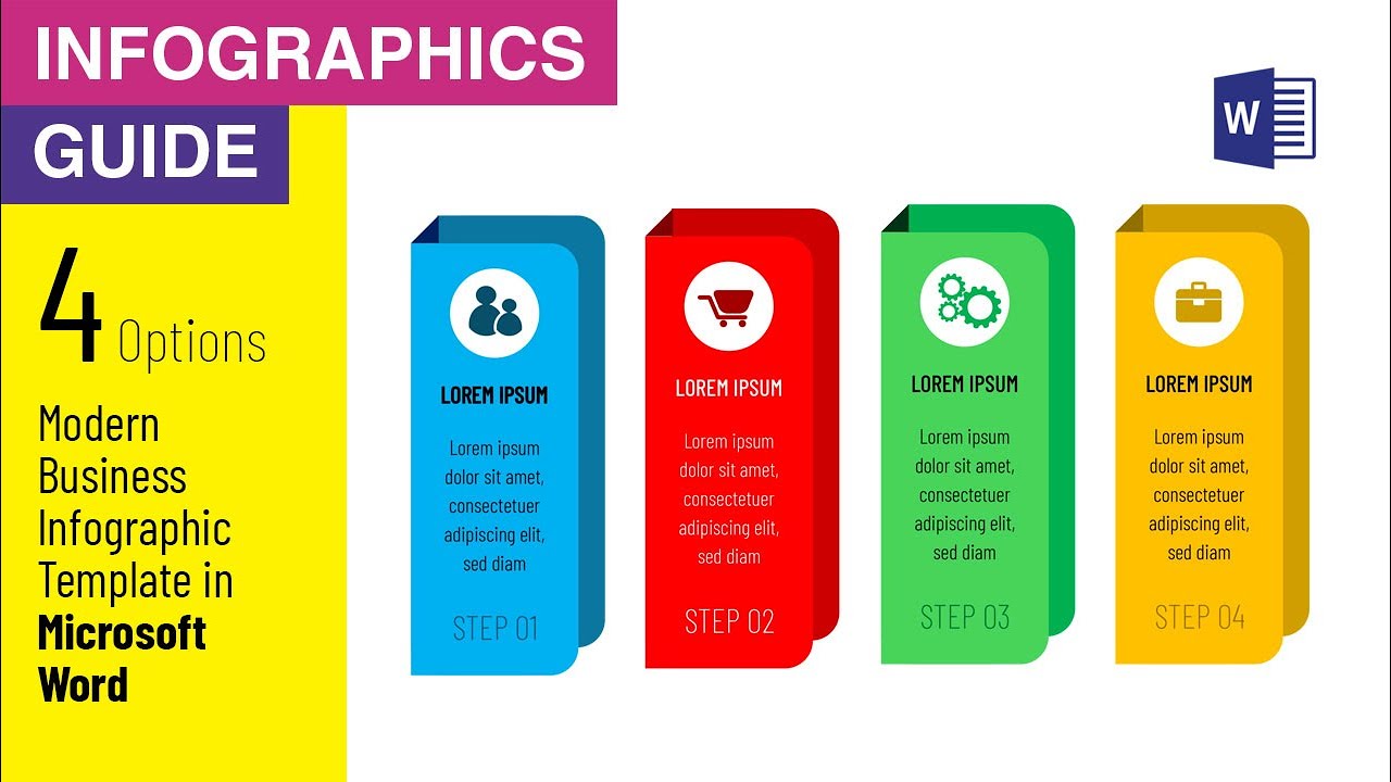 Modern Timeline Infographic with 4 Steps in Microsoft Word | MS Office Tutorial
